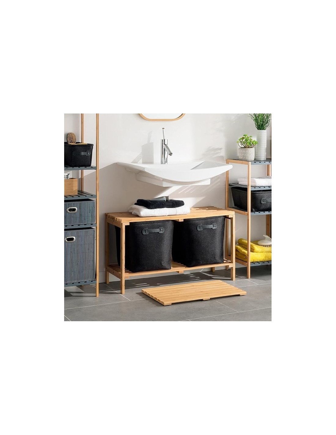 Grata a Doghe in Bambù Naturale, 53x36 cm, Design Versatile, Sostenibile, Resistente