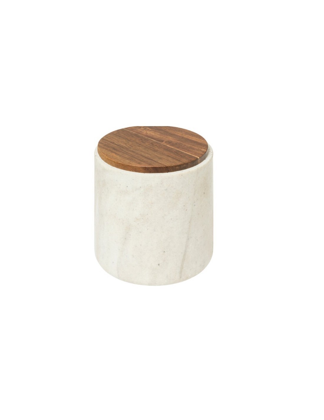 Porta Dischetti Cotone Effetto Marmo con Tappo in Legno, Contenitore Elegante per Bagno