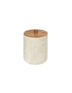 Cestino effetto marmo 5 litri con tappo in acacia, dimensioni Ø 18,5 x H. 25,3 cm, elegante