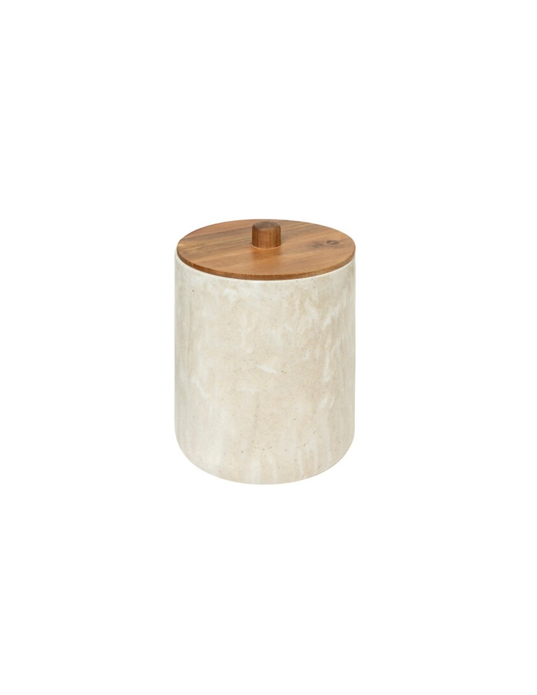 Cestino effetto marmo 5 litri con tappo in acacia, dimensioni Ø 18,5 x H. 25,3 cm, elegante