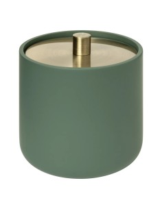 Barattolo Cotton Fioc Resina Verde 10x11cm con Dettagli in Ferro, Contenitore Elegante per Bagno 2