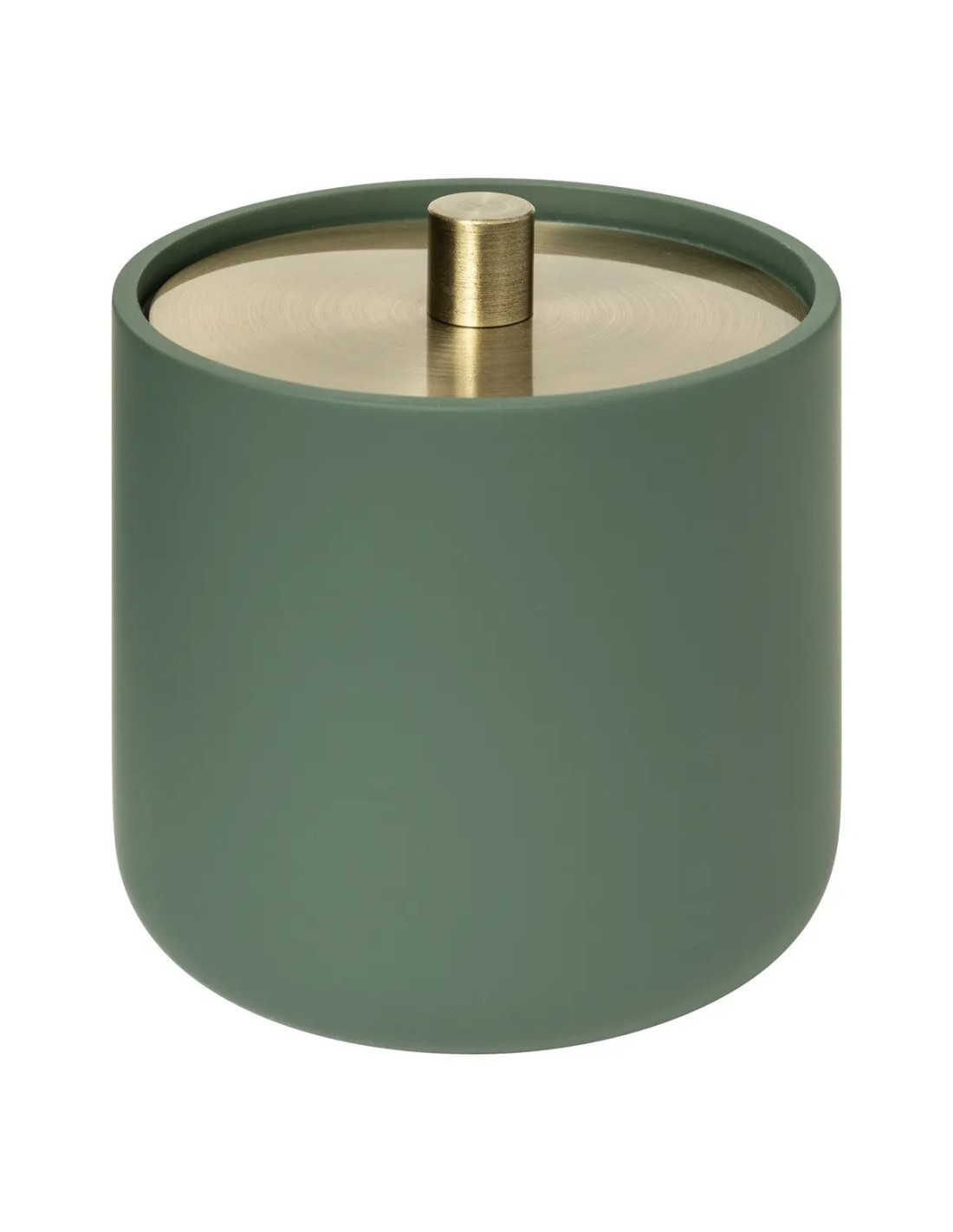 Barattolo Cotton Fioc Resina Verde 10x11cm con Dettagli in Ferro, Contenitore Elegante per Bagno