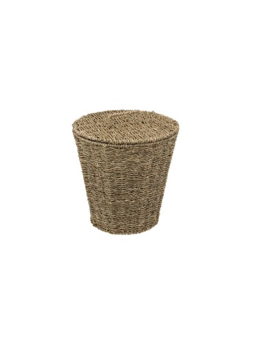 Cestino per il bagno in Erba Marina 9L, Contenimento 3L, Colore Marrone, Diametro 26,5 cm, Altezza 30,5 cm