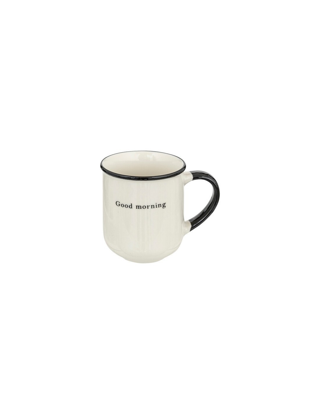 Cesto con 4 tazze in porcellana "Alix" da 20 cl bianco e nero