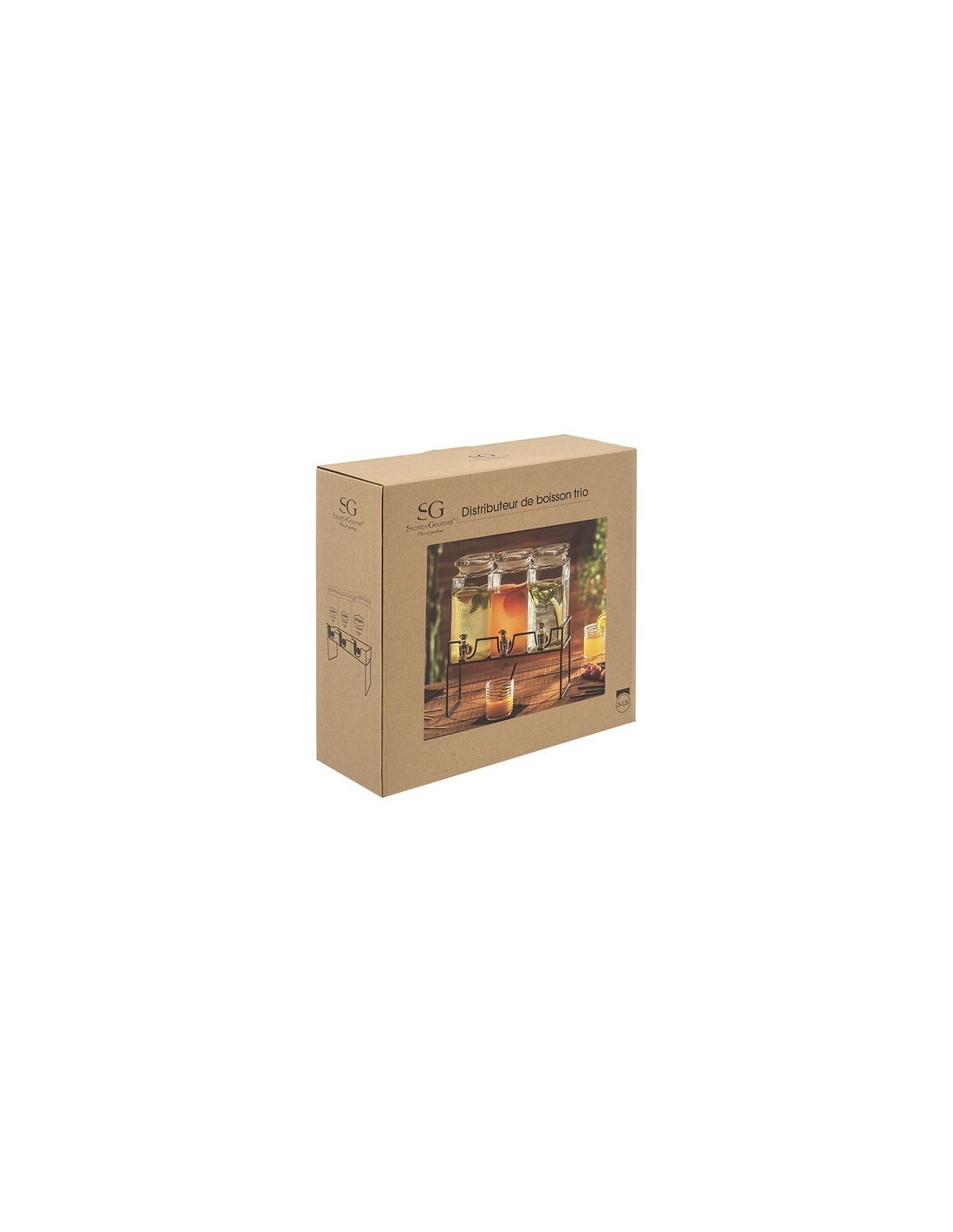 Dispenser moderno in legno 3 x 1,5 L Secret de Gourmet