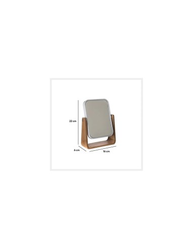 Specchio Natureo 16 cm x 22 cm, cornice in bambù, dimensioni L. 16 x H. 22 x P. 6 cm, stile naturale, bagno, camera da letto