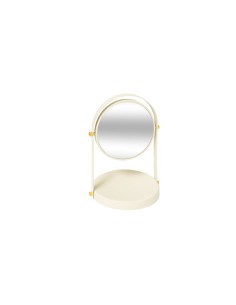 SPECCHIO DA TAVOLO 204910A AVORIO H26CM CON BASE METALLO