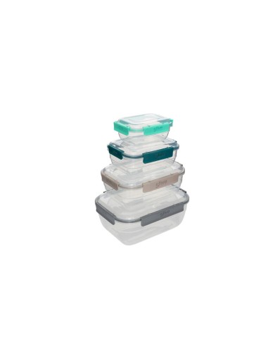 Set 4 contenitori in plastica, colori assortiti, 22,7x9,4x17,2 cm, leggeri e pratici
