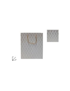 BUSTA REGALO 280844 26X32X12CM BIANCO/ORO