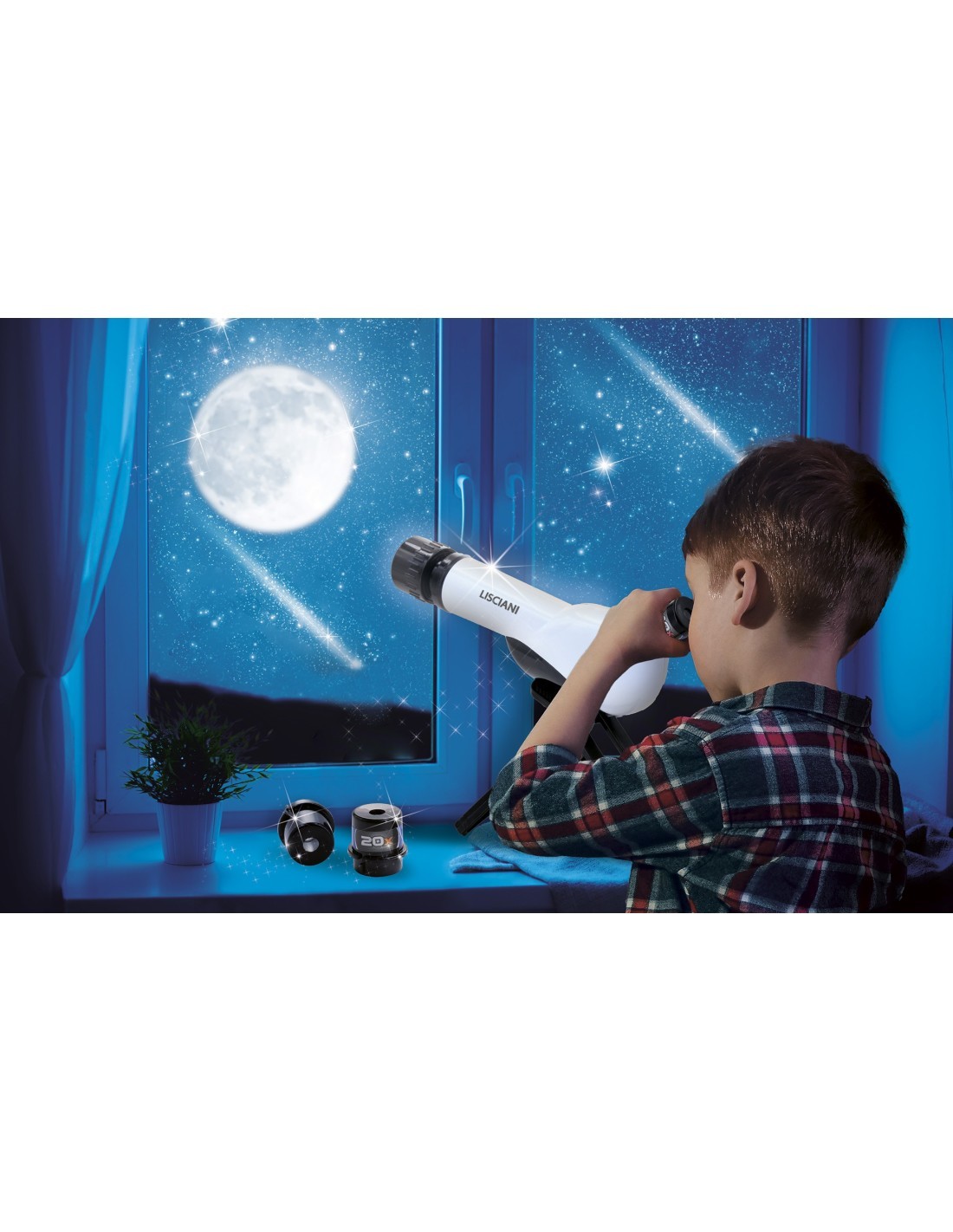 I'M GENIUS TELESCOPIO CON OTTICHE INTERCAMBIABILI, TREPPIEDI, POSTER, MANUALE ILLUSTRATO