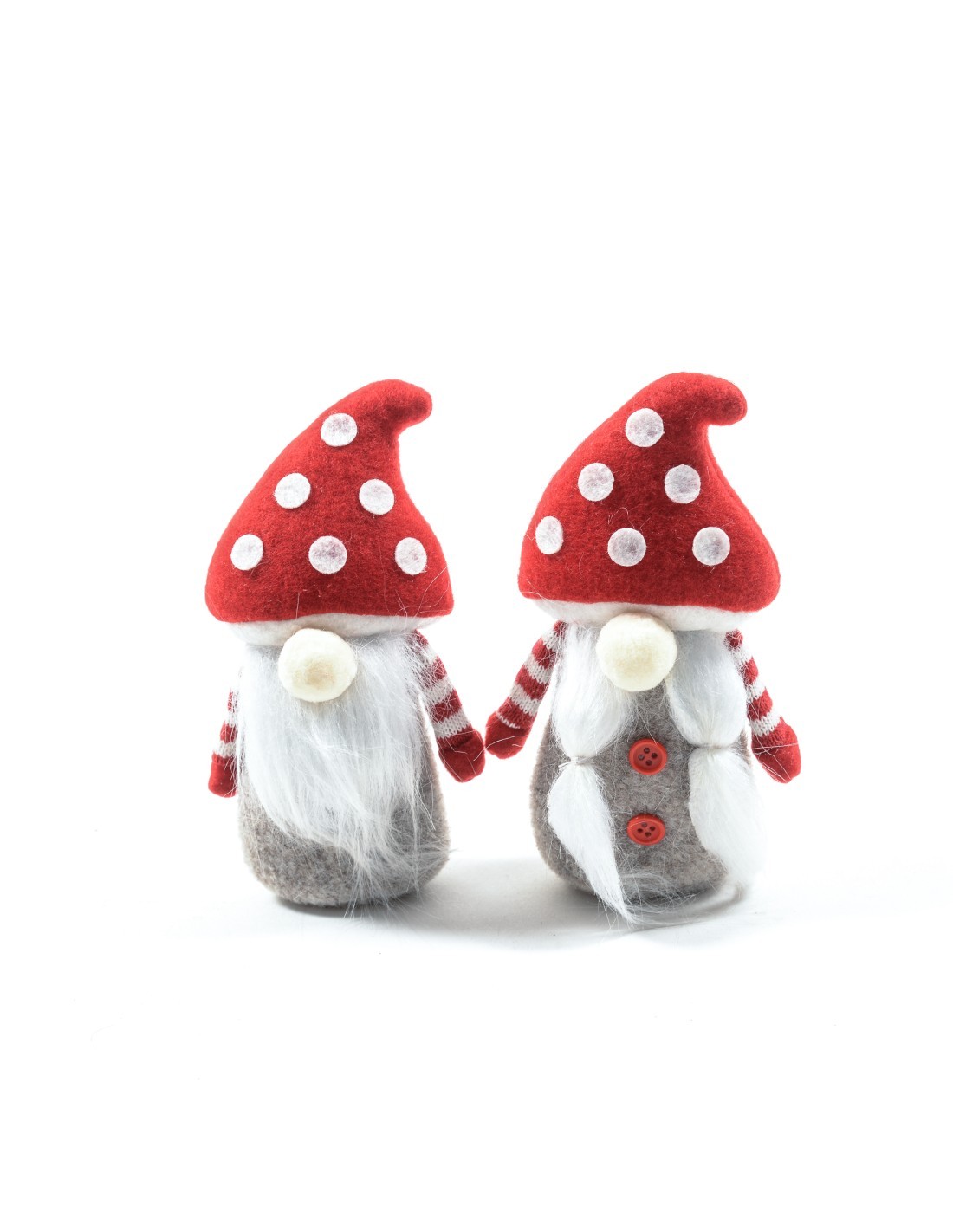 Babbo Fungo di Natale in tessuto 7x5x14 cm assortito, La magia di natale per tavoli, mensole e centrotavola