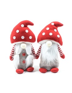 Babbo Fungo di Natale in tessuto 15x9x26 cm assortito, La magia di natale per tavoli, mensole e centrotavola