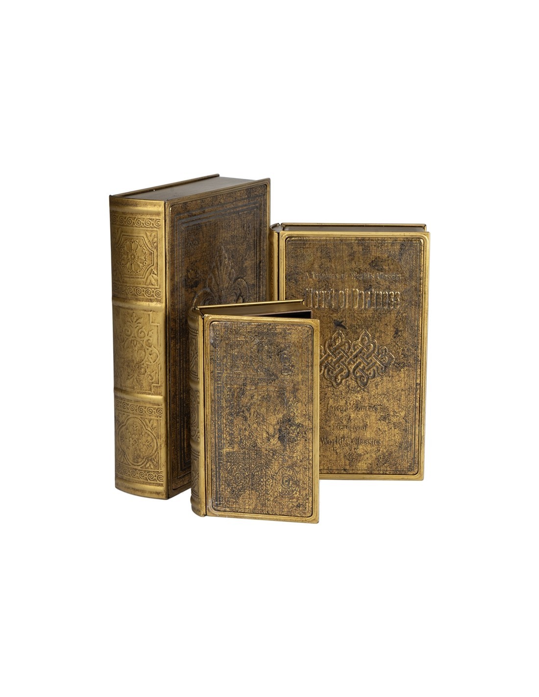 SCATOLA LIBRO 138335 2 MIS METALLO 25X16X5CM DORATO