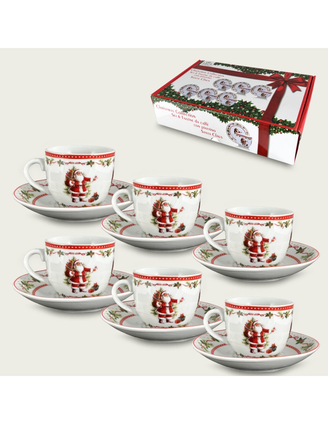 SET 6 TAZZE 58263 CON PIATTO SANTA CLAUS