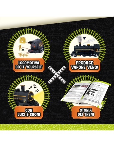I'M GENIUS  SUPER LABORATORIO DEI TRENI, KIT TRENO A VAPORE DA COSTRUIRE