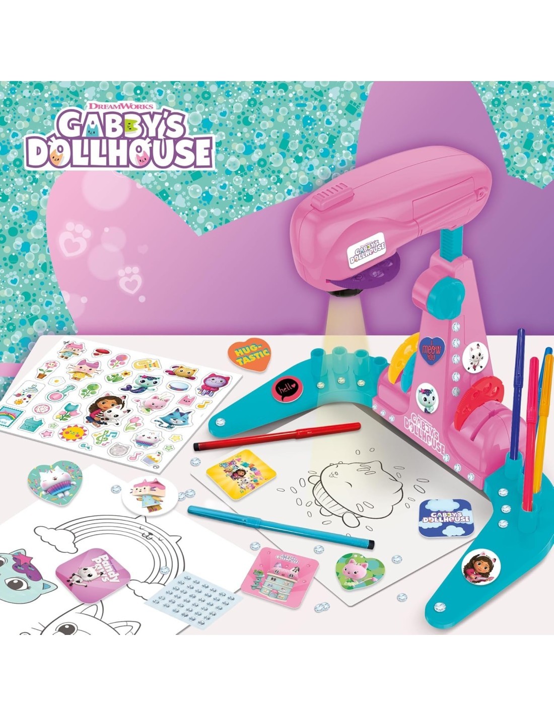 GABBY’S DOLLHOUSE, PROJECTOR DRAWING SCHOOL, 44X31X8 CM, KIT DISEGNO, PROIETTORE LED, BAMBINI 4+, LISCIANI GIOCHI