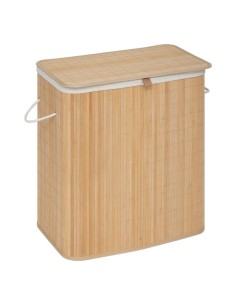 Cesto portabiancheria doppio in bambù 100 litri, dimensioni L. 63 x l. 54 x H. 34 cm, peso 2,3 kg, lavanderia