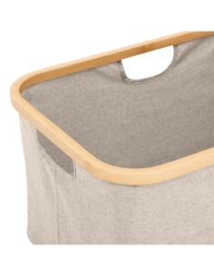 Cestino portaoggetti pieghevole 57x37x27 cm, poliestere e bambù, contenitore salvaspazio, cestino organizer, pieghevole, pratico