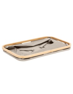 Cestino portaoggetti pieghevole 57x37x27 cm, poliestere e bambù, contenitore salvaspazio, cestino organizer, pieghevole, pratico