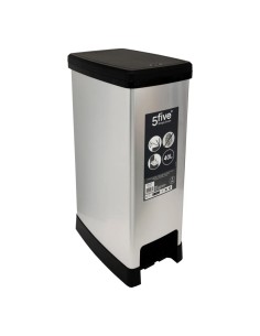 Bidone della spazzatura sottile 40 litri in plastica grigia, dimensioni L. 39 x P. 23,5 x A. 59 cm, leggero, resistente