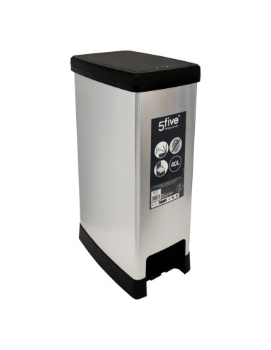 Bidone della spazzatura sottile 40 litri in plastica grigia, dimensioni L. 39 x P. 23,5 x A. 59 cm, leggero, resistente