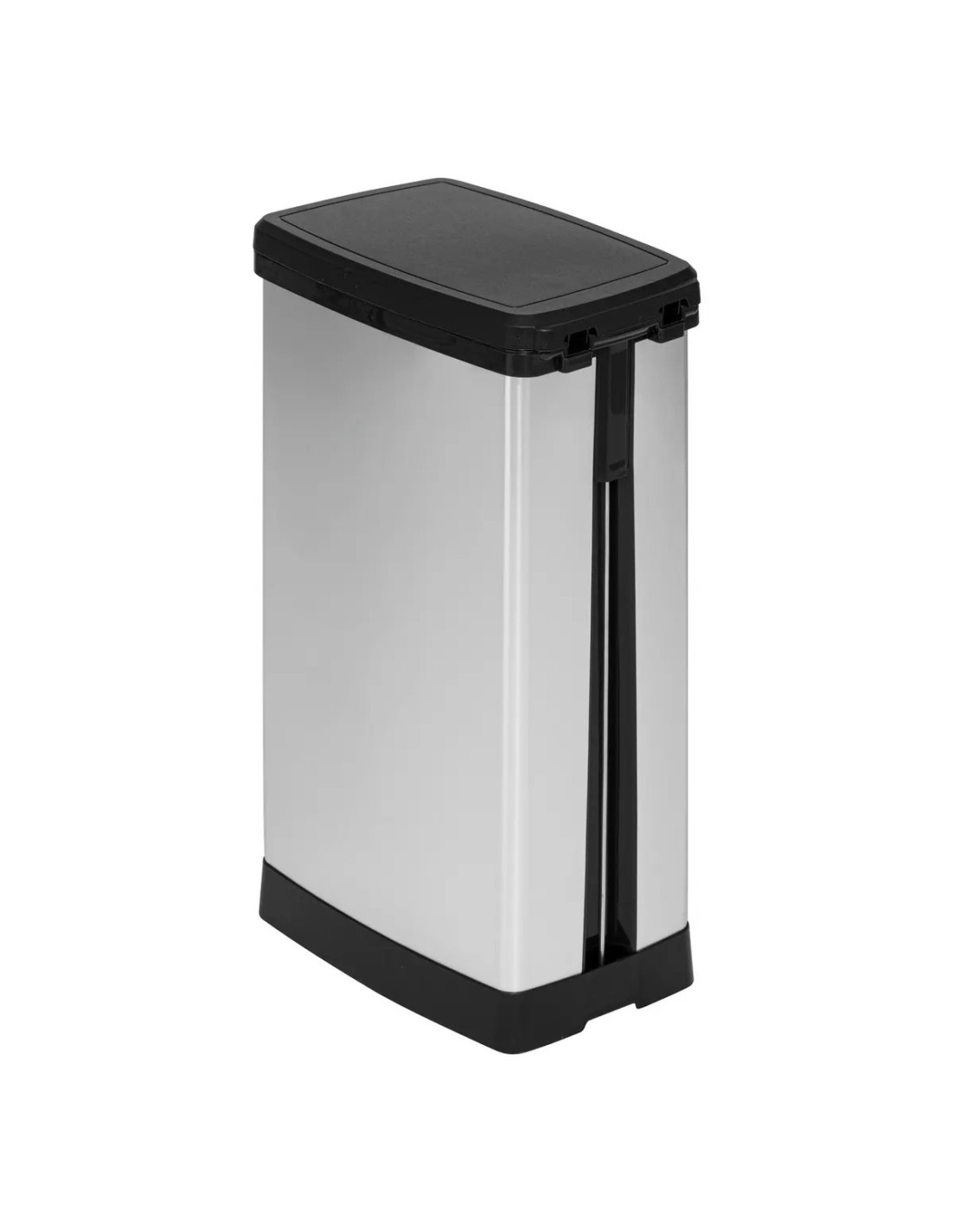 Bidone della spazzatura sottile 40 litri in plastica grigia, dimensioni L. 39 x P. 23,5 x A. 59 cm, leggero, resistente