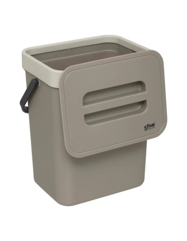 Bidone per il compost 5 litri in plastica color talpa, dimensioni L. 24,5 x P. 18,7 x H. 14,5 cm, leggero, ecologico, pratico