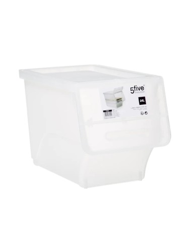 Scatola con apertura frontale 24L, dimensioni L. 28,5 x P. 45,5 x H. 31 cm, pratica e salvaspazio, ideale per organizzare casa