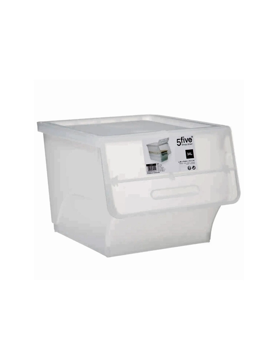 Box con apertura frontale 34L, dimensioni L. 38 x P. 45,5 x H. 31 cm, pratico e spazioso, ideale per organizzazione domestica