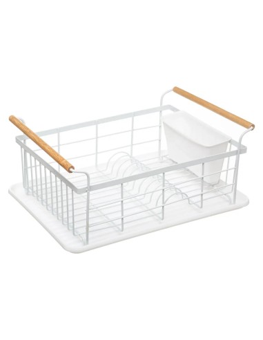 Scolapiatti Modern Color Bianco, Organizzatore Cucina 43x32x18,5 cm, Scolapiatti Elegante, Accessori Cucina