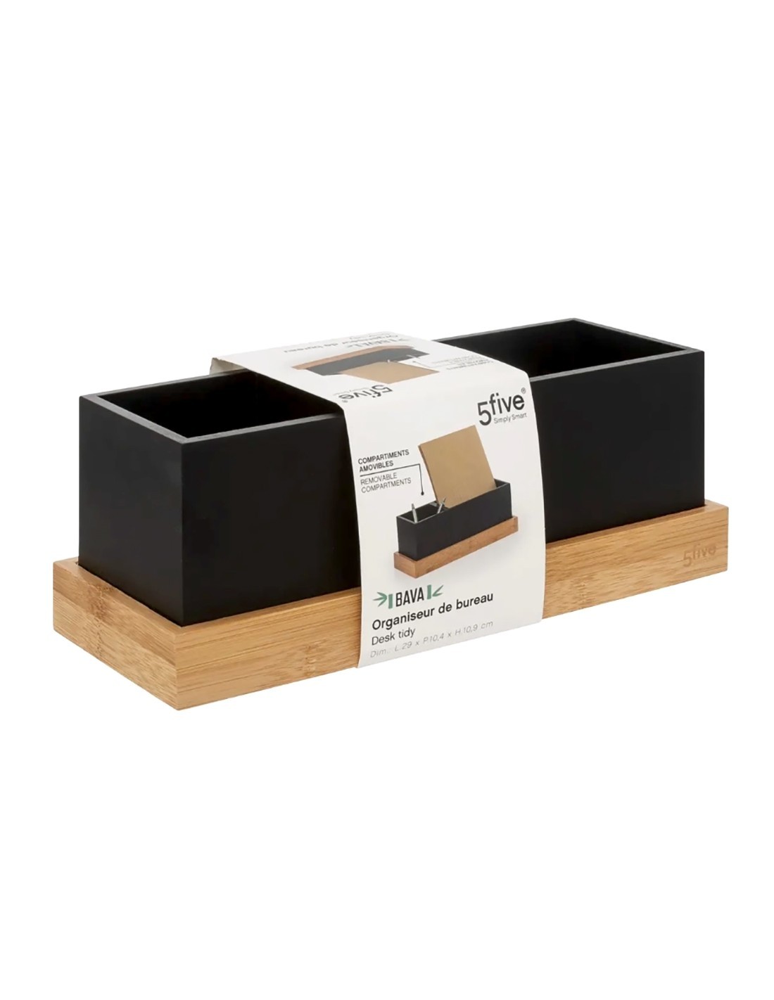 Organizer con base rimovibile in bambù, L. 29 x l. 10,8 x h. 10,4 cm, pratico e versatile per ogni ambiente