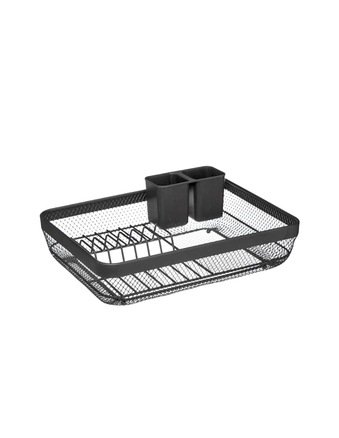 Scolapiatti Maya in Metallo Nero, Organizzatore Cucina 43x32x13,5 cm, Scolapiatti in Metallo Resistente