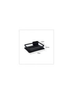 Scolapiatti Maya in Metallo Nero, Organizzatore Cucina 43x32x13,5 cm, Scolapiatti in Metallo Resistente