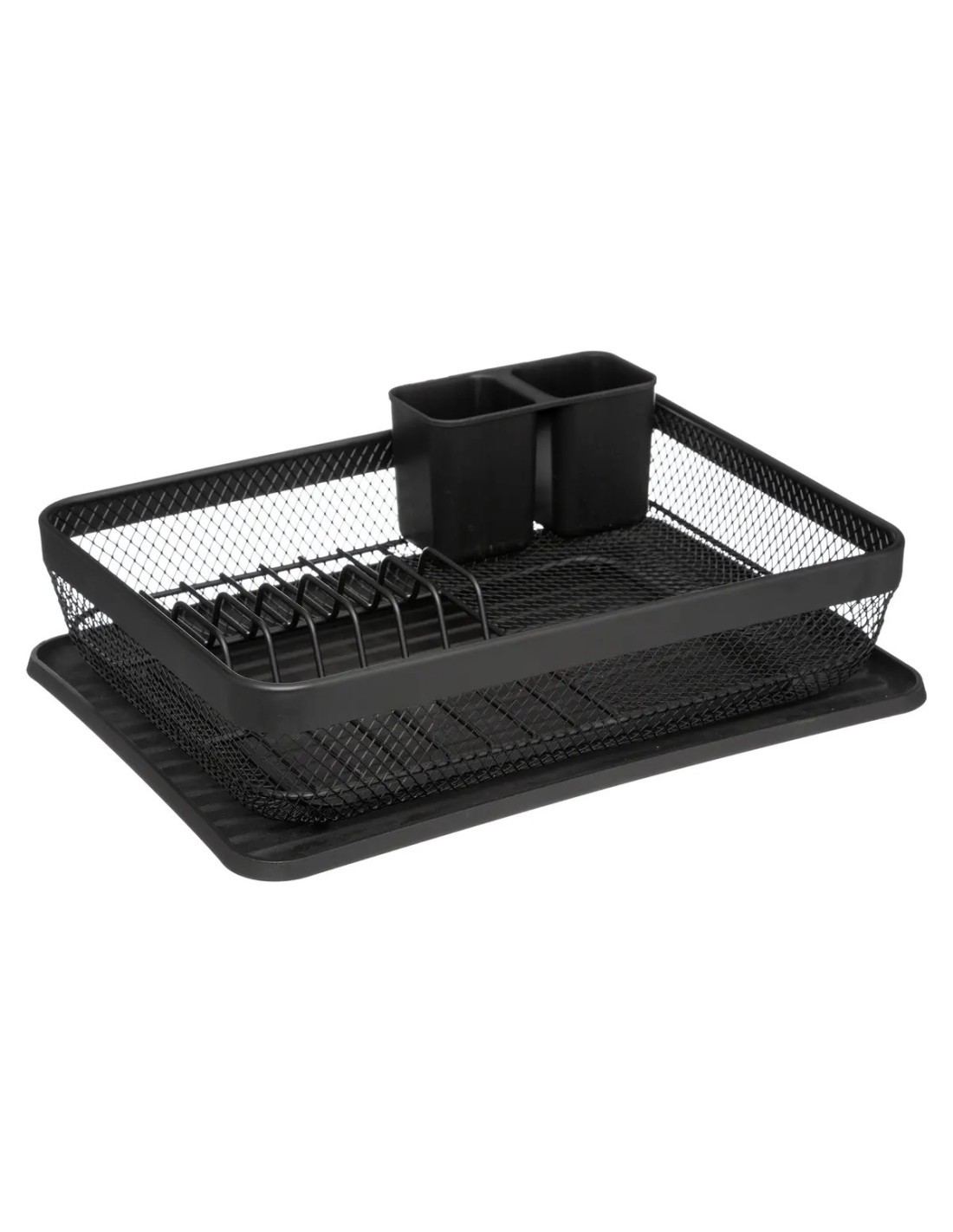Scolapiatti Maya in Metallo Nero, Organizzatore Cucina 43x32x13,5 cm, Scolapiatti in Metallo Resistente