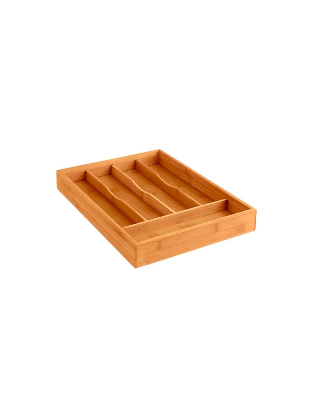 Vassoio Portaposate 5 Scomparti in Bambù 34x25x4,2 cm, Organizzatore Posate Cucina, Vassoio Bambù Sostenibile