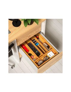 Vassoio Portaposate 5 Scomparti in Bambù 34x25x4,2 cm, Organizzatore Posate Cucina, Vassoio Bambù Sostenibile