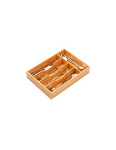 Vassoio Portaposate 5 Scomparti in Bambù 34x25x4,2 cm, Organizzatore Posate Cucina, Vassoio Bambù Sostenibile