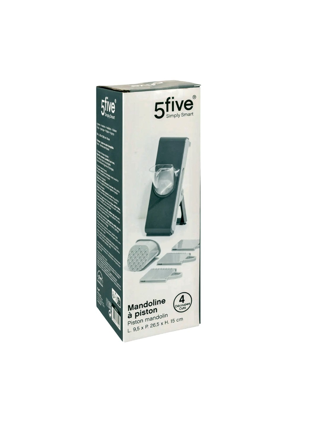 Mandolina multi-taglio con spingi-verdure, L. 26,5 x l. 15 x h. 9,5 cm, per affettare e tagliare con precisione