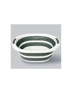 Bacinella a scomparsa da 8 litri con tappo di scarico, grigio e bianco, dimensioni L. 40 x l. 31,5 x h. 14,5 cm