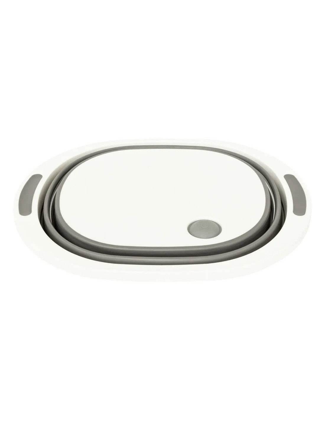 Bacinella a scomparsa da 8 litri con tappo di scarico, grigio e bianco, dimensioni L. 40 x l. 31,5 x h. 14,5 cm