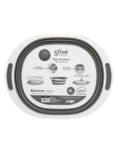Bacinella a scomparsa da 8 litri con tappo di scarico, grigio e bianco, dimensioni L. 40 x l. 31,5 x h. 14,5 cm