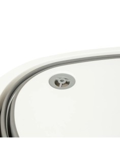 Bacinella a scomparsa da 8 litri con tappo di scarico, grigio e bianco, dimensioni L. 40 x l. 31,5 x h. 14,5 cm