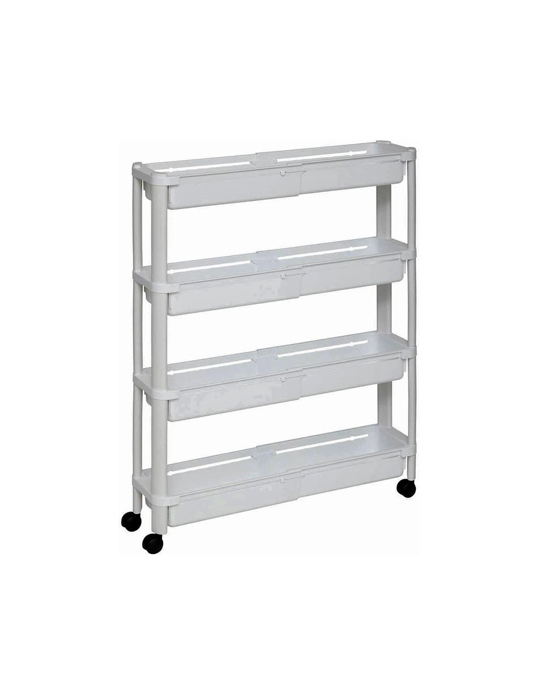 Carrello 4 Ripiani Bianco, Dimensioni 37,5x15x79 cm, con Ruote e Spazio Ottimizzato