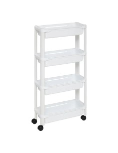 Carrello 4 Ripiani Bianco, Dimensioni 37,5x15x79 cm, con Ruote e Spazio Ottimizzato 2