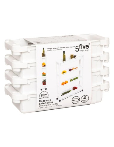 Carrello 4 Ripiani Bianco, Dimensioni 37,5x15x79 cm, con Ruote e Spazio Ottimizzato