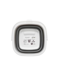 5five - Secchio retrattile 5L grigio/bianco, 25 x 20 x 26,2 cm, compatto e salvaspazio