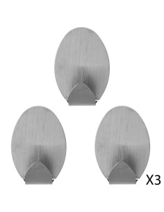 Set di 3 Ganci Inox, Ganci in Ferro per Parete, Organizzazione e Decorazione