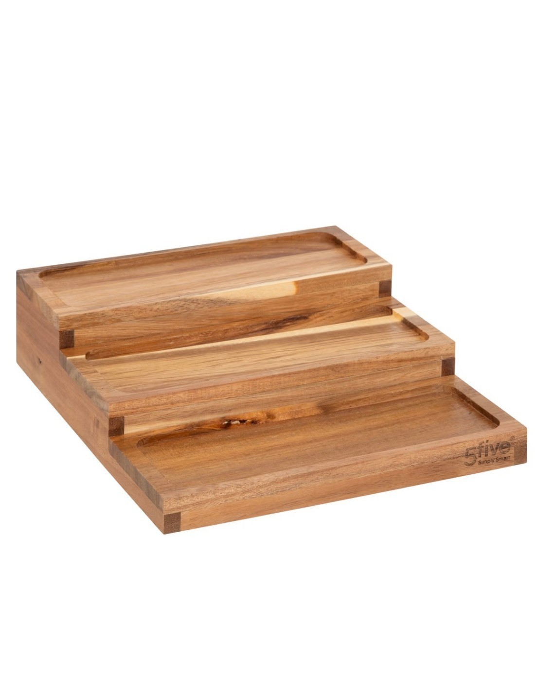 Espositore per spezie con 9 barattoli in acacia, dimensioni L.23 x P.24 x H.15 cm