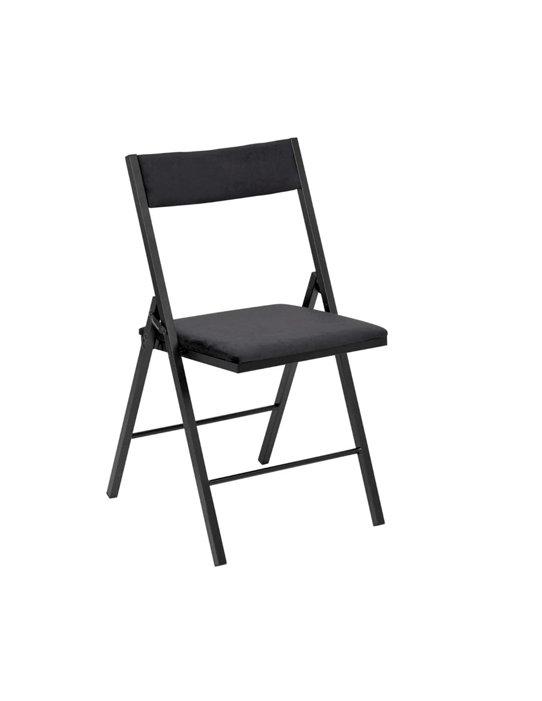 Sedia Pieghevole in Velluto Nero, Sedia Comoda e Elegante per Casa e Ufficio