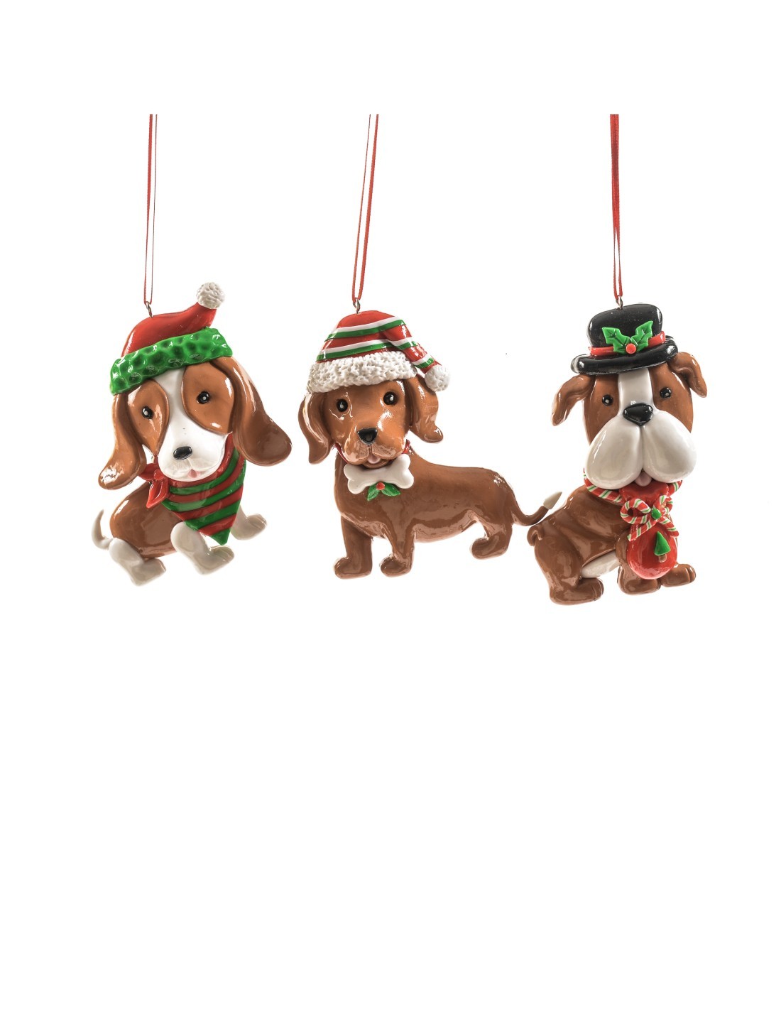 Pendente di Natale cane in argilla 9x8 cm assortito, La magia di natale per alberi, decorazioni e centrotavola festivi
